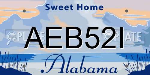 AEB52I Alabama License Plate