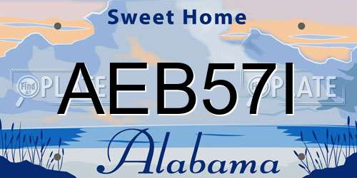 AEB57I Alabama License Plate