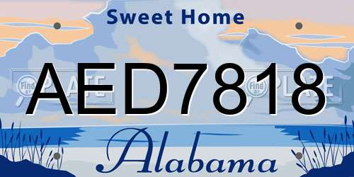 AED7818 Alabama License Plate