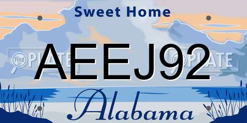 AEEJ92 Alabama License Plate