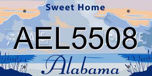 AEL5508 Alabama License Plate