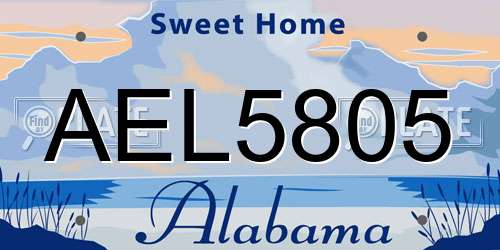 AEL5805 Alabama License Plate