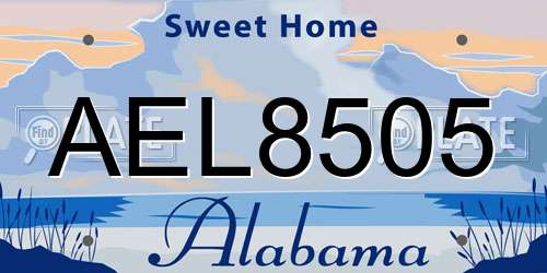 AEL8505 Alabama License Plate