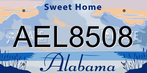 AEL8508 Alabama License Plate
