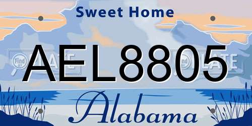 AEL8805 Alabama License Plate