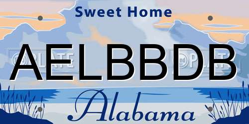 AELBBDB Alabama License Plate