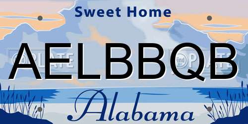 AELBBQB Alabama License Plate