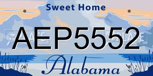 AEP5552 Alabama License Plate