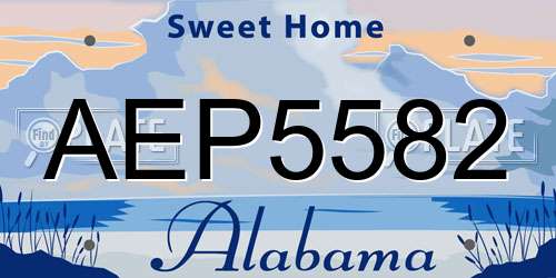 AEP5582 Alabama License Plate