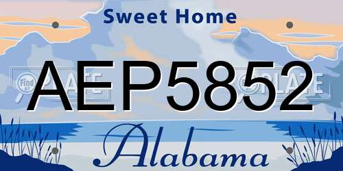 AEP5852 Alabama License Plate