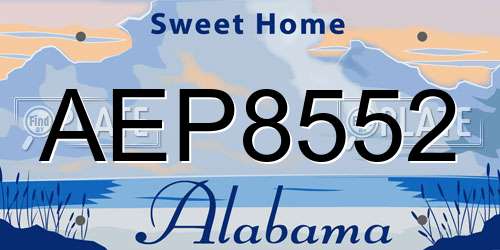 AEP8552 Alabama License Plate
