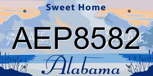 AEP8582 Alabama License Plate