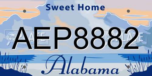 AEP8882 Alabama License Plate