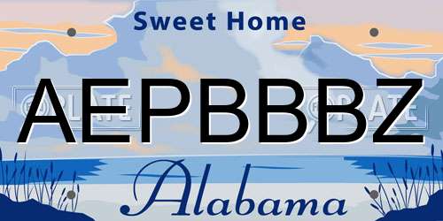 AEPBBBZ Alabama License Plate