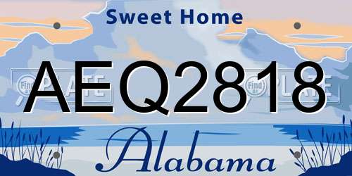 AEQ2818 Alabama License Plate