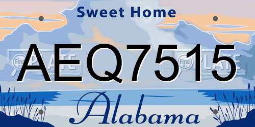 AEQ7515 Alabama License Plate
