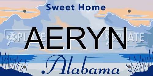 AERYN Alabama License Plate
