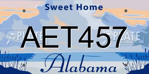 AET457 Alabama License Plate