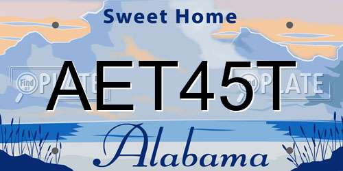 AET45T Alabama License Plate