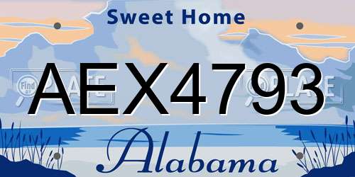 AEX4793 Alabama License Plate