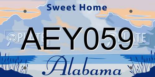 AEY059 Alabama License Plate