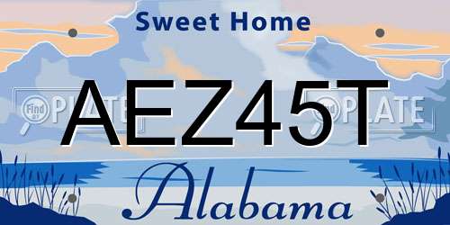 AEZ45T Alabama License Plate