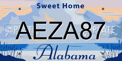 AEZA87 Alabama License Plate