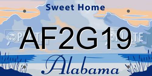 AF2G19 Alabama License Plate