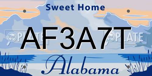 AF3A7T Alabama License Plate