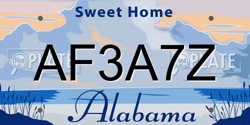 AF3A7Z Alabama License Plate