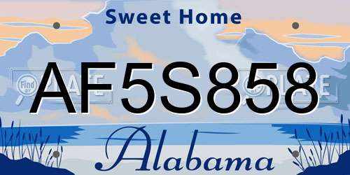 AF5S858 Alabama License Plate