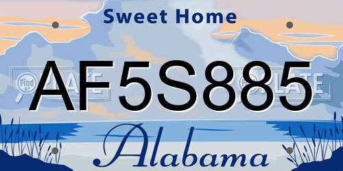 AF5S885 Alabama License Plate