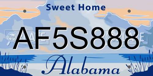 AF5S888 Alabama License Plate