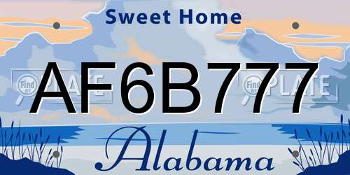 AF6B777 Alabama License Plate