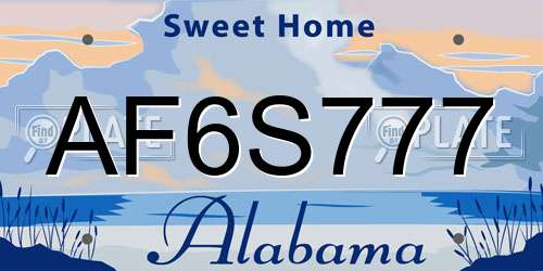 AF6S777 Alabama License Plate