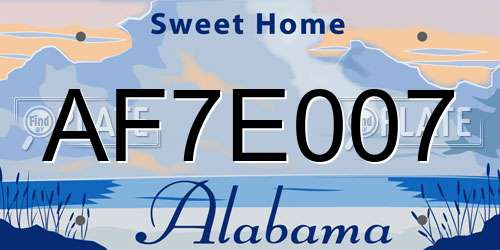 AF7E007 Alabama License Plate