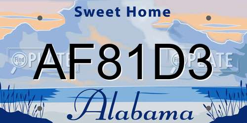 AF81D3 Alabama License Plate