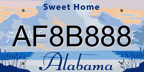 AF8B888 Alabama License Plate