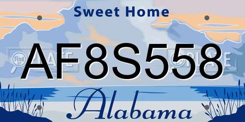 AF8S558 Alabama License Plate