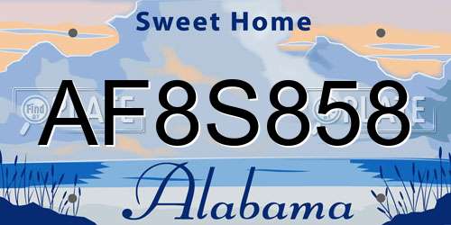 AF8S858 Alabama License Plate
