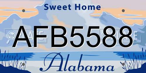AFB5588 Alabama License Plate