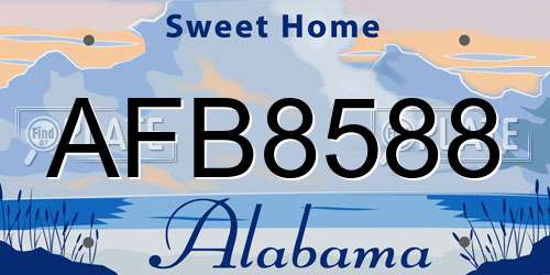 AFB8588 Alabama License Plate
