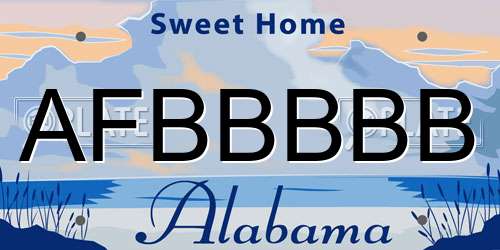 AFBBBBB Alabama License Plate