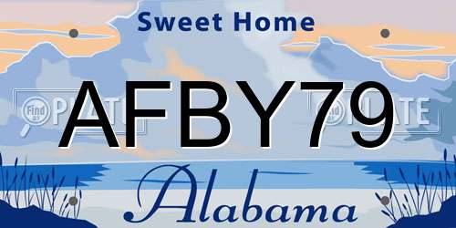 AFBY79 Alabama License Plate