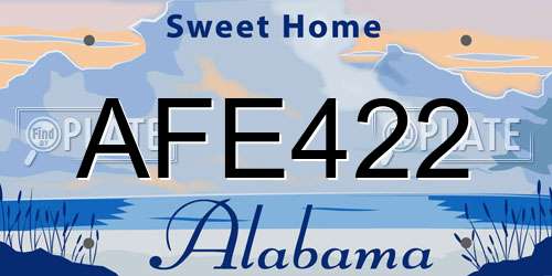 AFE422 Alabama License Plate
