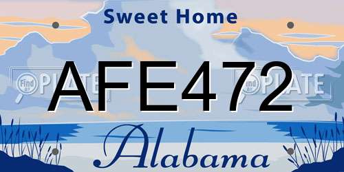AFE472 Alabama License Plate