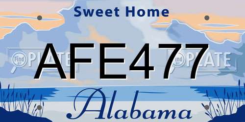 AFE477 Alabama License Plate