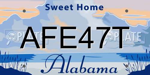 AFE47T Alabama License Plate