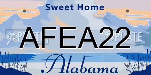 AFEA22 Alabama License Plate