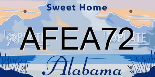 AFEA72 Alabama License Plate